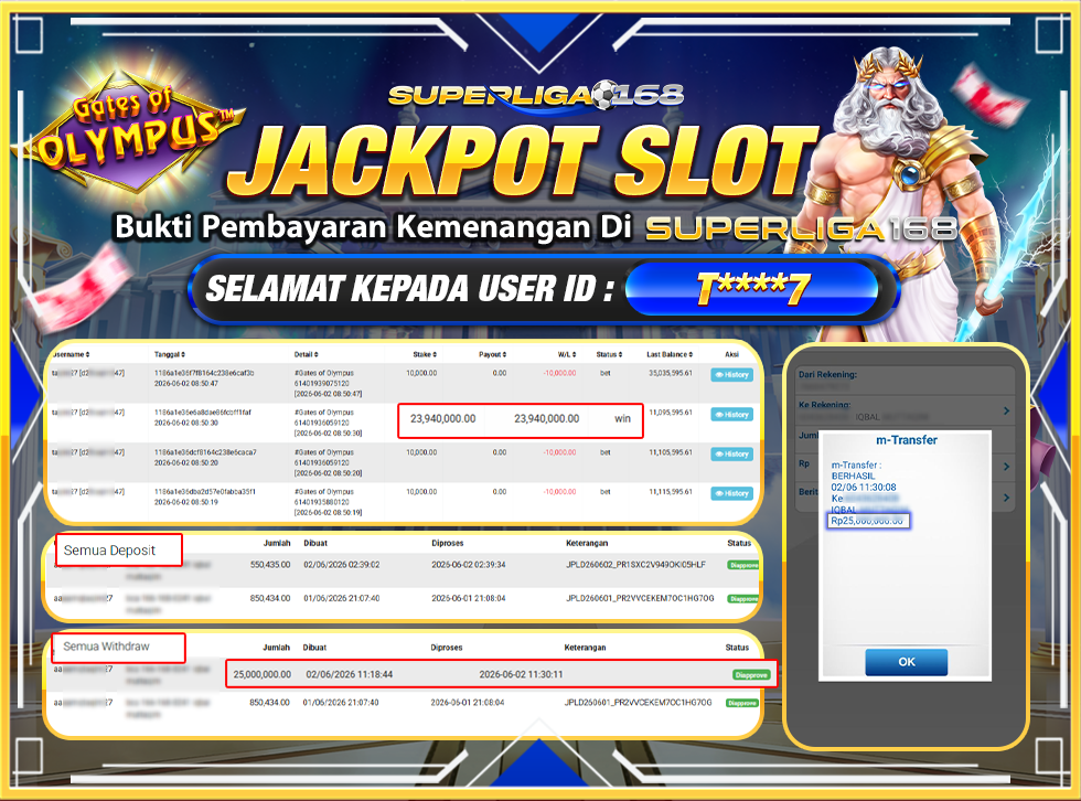 SUPERLIGA168 JACKPOT GATES OF OLYMPUS Rp.25,000,000LUNASS